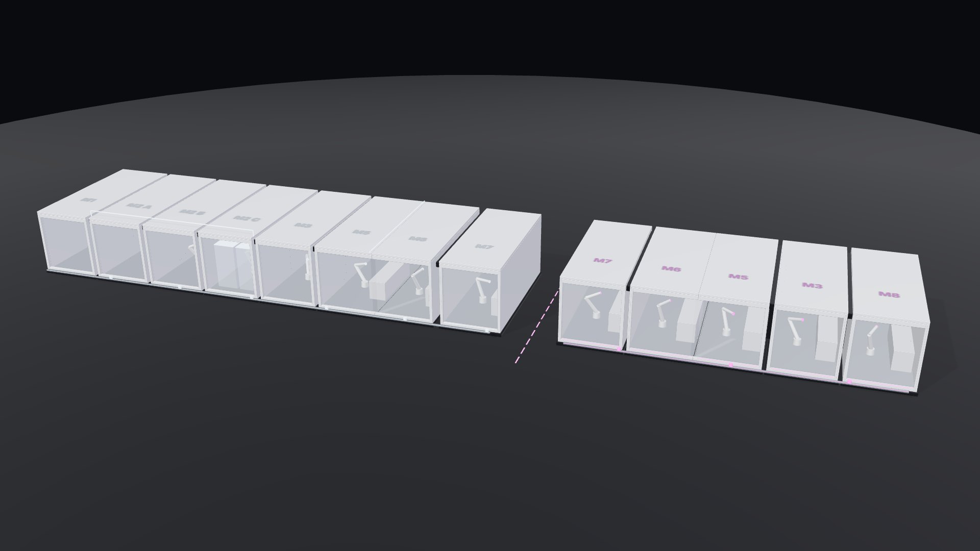 Render of the Robolab Biology food line and the clinical line